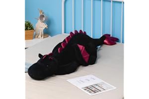 Ololele Viktad drake plyschleksak, 90 cm, 2,3 kg, svart, medium svart, plyschleksaker för barn och vuxna