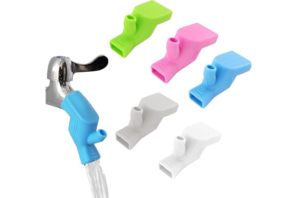 FENQURO 5 Pcs Extension Robinet Enfant, Prolongateur Robinet Pour BéBé Rallonges De Robinet En Silicone De Qualité Alimentaire Pour Enfants Pour Salle De Bain Cuisine Laver Les Mains Et Le Visage