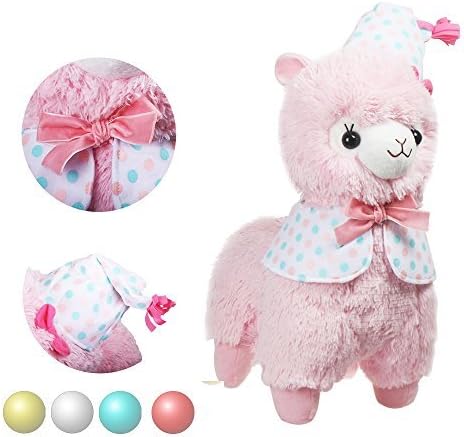 KSB 20" Giant Huge Pink Good Night Plush Alpaca With Pyjamas And Nightcap,Cute Soft Stuffed Animals Cushion Toy Doll,Best Birthday Gifts For The Children Kids Over 1 Years