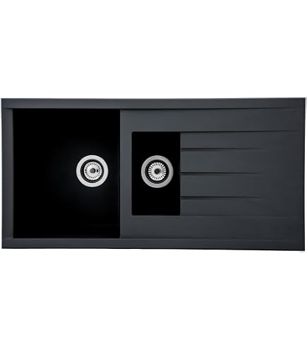 Systemceram Bela 100 Schiefer Keramikspüle – 100x51 Cm, Handbetätigung, Dunkelgrau Matt, Für Unterschränke Ab 60 Cm