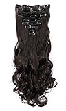 8 Piece 18 Cilps Clip in Hair Extensions Full Head 17 inches Curly Hair Extension Dark Brown
