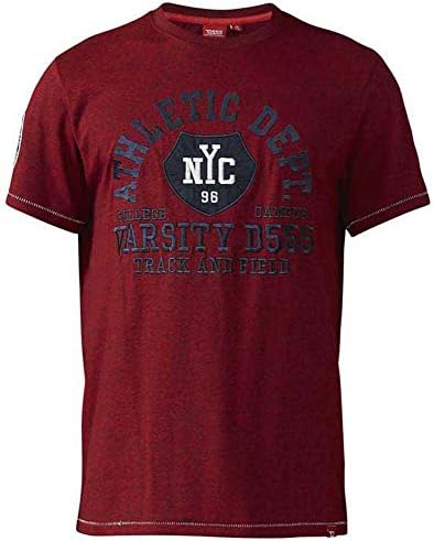 DUKE D555 Mens Kingsize Big Varsity College Style Athletics Crew Neck T-Shirt-Red-4XL
