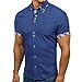 Produktbild JIANGfu Herren Poloshirt Core Men's Casual Slim Short Sleeve Patchwork T Shirt Slim Polo Einfarbig Basic Kurzarm Polohemd (Blau, 2XL)