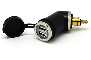 CLIFF TOP Cliff-Top Chargeur USB DIN (Hella) pour Moto de 4,6 A, Compatible avec Les Motos BMW (Angle Court)