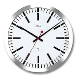 Metallrahmen Aluminium Atlanta Funkwanduhr Metall 45 cm Bahnhofsuhr Bürouhr - 4374