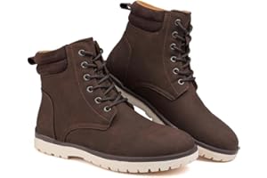 Maxome Walking Boots Mens Hiking Chukka Boots Mens Ankle Work Waterproof Lace Up Non-Slip Leather Shoes Outdoor Casual Winter Booties