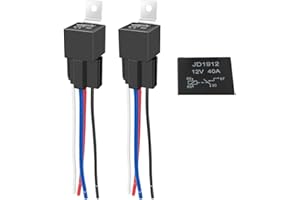 GTIWUNG 2Pcs 4 Broches SPST Relais Automobile, 12V 40A Voiture Relais avec Faisceau de Câble Coloré, Contacteur Relais Commutateur Power, Commutateurs et Démarreurs de Service Lourd, Imperméable