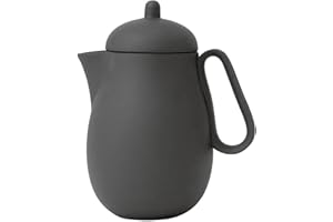 VIVA SCANDINAVIA Théière en porcelaine avec infuseur thé en acier inoxydable, bec anti-gouttes, thé en vrac, thé à feuilles, 1 L, gris sable mat