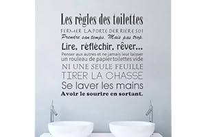 FNGEEN Décalcomanie Murale "Les Règles d'Usage Humoristiques" - Décoration Toilettes avec Phrases Cultes & Conseils Amusants (50X50 cm)