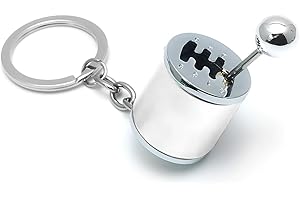 Osilly Gearbox Keychain, Six Speed Manual Transmission Stick Shift Keyring, Auto Part Creative Fidget Toy, Car Shifter Gear Keyfob Automotive Key Chain Ring, Car Accessories (Silver)