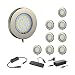 Produktbild ledscom.de 9er-Set LED Unterbau-Leuchte Maja, chrom matt, mit Trafo, rund, flach, 6cm Ø, 290lm, weiß