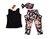 niceEshop(TM) Girl Pure Color Vest Small Broken Flower Hairband Harem Pants Set