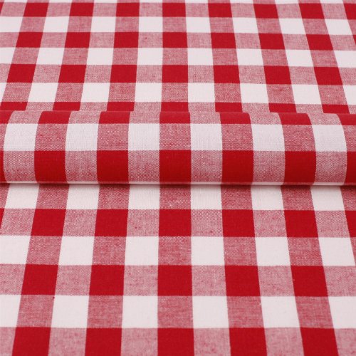 Stoff Meterware, Karo 15×15 mm, Rot und Weiß, Baumwolle, Vichy, gewebtes Karomuster, kariert, Landhaus, Dirndl, Tracht, Karostoff, Dirndlstoff, Trachtenstoff, Kleidungsstoff, Dekostoff, Baumwollstoff, Kissenbezüge - 2