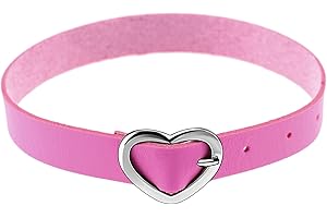 JewelryWe Bijoux Collier Ras du Cou Femme Fille Charme Coeur Réglable Cuir Alliage Fantaisie Multi-Couleur avec Sac Cadeau