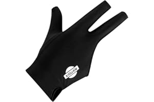 INZOPO 3-Finger Sweat Absorbing Breathable Elastic Fingertip Cut Snooker Pool Billiard Glove for Right Hand - Black