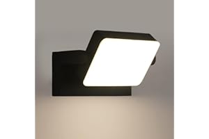 Comely LED Lampade da Parete, 20W 2000LM IP54 Applique da Parete Esterno, Luce Naturale 4500K, Lampada a Muro con Pannello LED Orientabileper Giardino, Balcone, Corridoio, Nero
