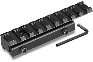 KEENZO Montaggio su binario, da 11 mm a 20 mm a coda di rondine Picatinny Weaver Rail Extension Adapter Scope Mount Base Profilo Medio Riser Montaggio con 9 slot