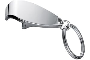 EBUYGB p&m Metall-Schlüsselanhänger mit Flaschenöffner - Kapselheber CHROMGLÄNZEND