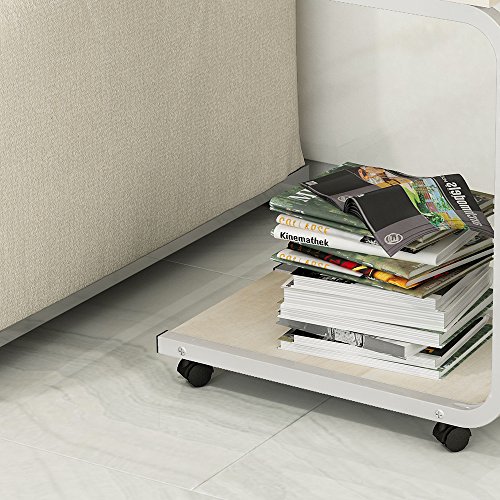 Soges Beistell-Tisch 51 x 30 x 56 cm Laptoptisch Notebookständer mit Rollen zum Bremsen für Notebook, weißen Ahornfarben - 6