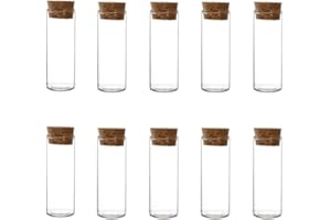UPSTORE 10Pcs 40ml/1.3oz Empty Clear Borosilicate Glass Test Tubes Reagent Bottle with Cork Stoppers Multipurpose Refillable Vial Jars Holder for Foods Cosmetic Candy Tea Powder Liquid Dispenser
