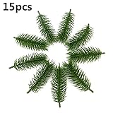 100% nuevo y de gran calidad. 15 ramas de pino artificiales para decoración de árbol de Navidad, boda, manualidades, accesorios para niños, ramo de regalo