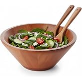 Deconox 23cm Doğal Akasya Ağacı Salata Kasesi &ndash; El Yapımı Derin Ahşap Servis ve Karıştırma Kasesi | Meyve, Makarna, &Ccedil;erez Sun
