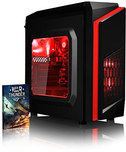 VIBOX Killstreak SA10-181 Gaming PC - 4,0GHz AMD A10 Quad-Core CPU, Desktop Gamer Computer mit Spielgutschein, Rot Innenbeleuchtung, lebenslange Garantie* (3,6GHz (4,0GHz Turbo) Superschneller AMD A10 7860K Quad 4-Core Prozessor CPU, 16GB DDR3 1600MHz RAM, 1TB (1000GB) SATA III HDD 7200rpm Festplatte, 400W 85+ Netzteil, CIT F3 Rot Gaming Geh§use, Asrock FM2+ A68M Mainboard, Ohne Windows Betriebssystem)