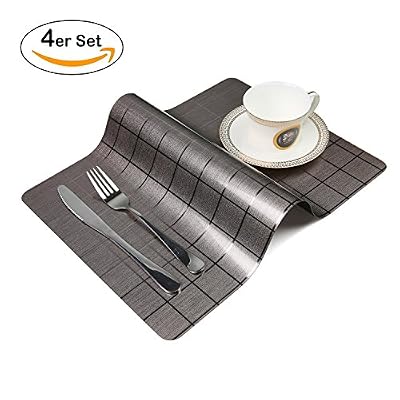 NHEIMA Lot de 4 Sets de Table Napperon Tressés en PVC et Polyester 45cm x30cm Salle à Manger Restaurant Décoration de table Art de cuisine