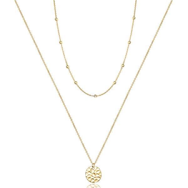 Turandoss Gold Layered Necklaces For Women - 14K Gold Plated Dainty Multilayer Choker Set, Adjustable Length - View #5