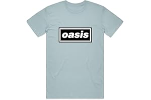 AWDIP T-shirt officiel classique avec logo Oasis bleu pour homme Definitely Maybe Alternative Rock Band