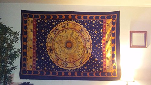 Zodiac Indian Cotton Tapestry Wall Hanging Decor Bohemian Twin Tapestries 84″… - 3