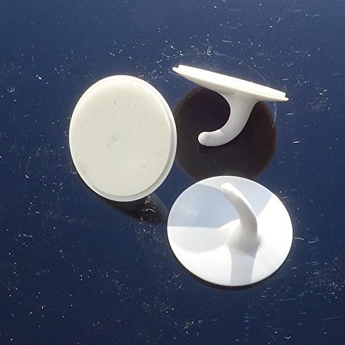 Set Selbstklebende Haken Weiß 4 Stück ø 35mm zum aufhängen von Mobile am Fensterrahmen Klebehaken Kunststoffhaken Handtuchhalter Rund - 2