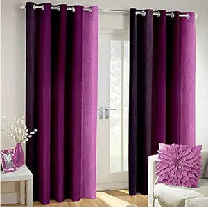 SHADESTIVE Polyester Long Crush Solid Curtain | Window and Door Curtains for Living Room or Bedroom (Violet, 5 feet) Pack of 2