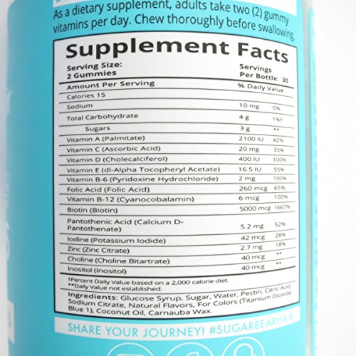 SugarBearHair, Gummibärchen, Haar-Vitamine, Biotin Haarwuchs, 1 Dose 60 Stück, Bestseller in USA für glänzendes, stabiles Haar … - 4