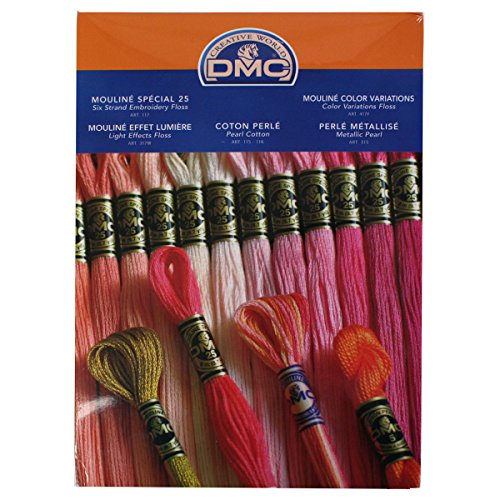 DMC Farbkarte (Faltkarte aus stabilem Karton) für Stickgarne und Spezialgarne mit echten Garnfäden zum optimalen Farbenvergleich
