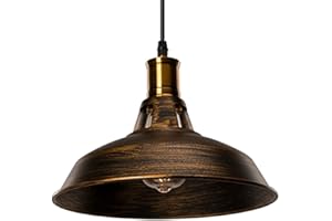 STOEX Lustre Suspension Industrielle Vintage E27 Lampe Plafonniers Retro Abat-jour pour Cuisine Salle à manger Salon Chambre Restaurant Laiton