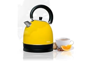 Mellerware - Czajnik elektryczny Inox Spring! 2200 W | Wskaźnik poziomu wody | 0-100 ° Szybkie nagrzewanie <3 min 1,8 l | Podstawa 360° | Nie zawiera BPA, elegancki czajnik | Żółty