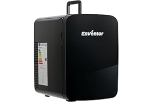 Enventor Mini Frigo 15L, Petit Frigo, 220V AC/12V DC, Modes de Chauffage et de Refroidissement, Portable Mini Réfrigérateur de Chambre Silencieux pour Cosmétiques, Bureau, Dortoir, Voiture