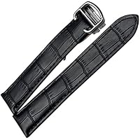 Black leather watch strap for Tank watch Replacement 16mm 18mm 20mm (20mm)