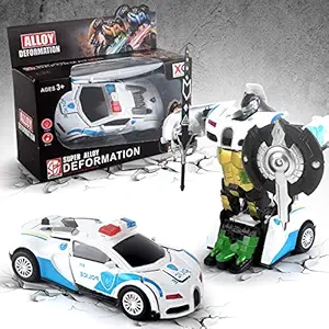 FidgetGear Cool Manual Deformation Car Robot Kids Toys for Christmas White Police bujia