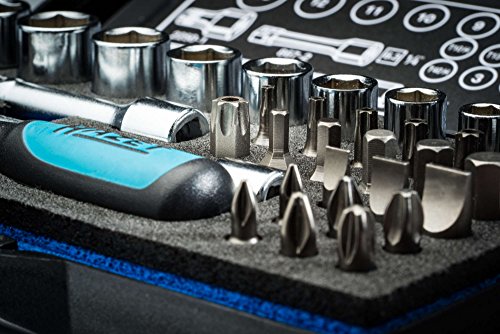 HAZET Profi-Steckschlüssel- und Bitsatz (Vierkant-/Sechskantantrieb, 1/4 Zoll 34-teilig, Umschaltknarre HAZET 863P, 2-Komponenten-Weichschaum-Einlage) 850N - 3