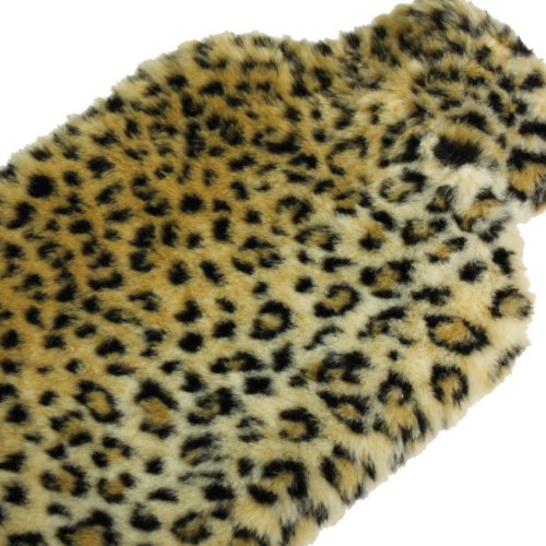 Hot Water Bottle 2L Fake Fur Leopard Cover