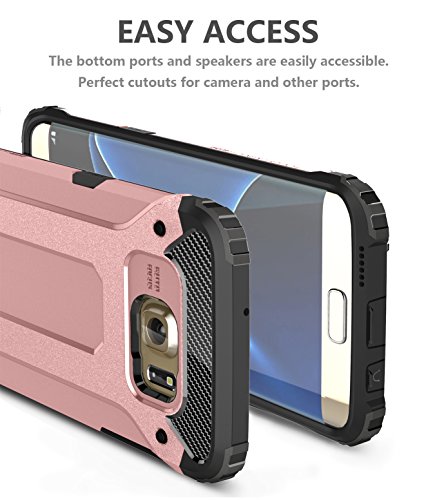 Funda Galaxy S7 Edge  Pasonomi    Pesada   Doble Capa  Carcasa de Protecci  n Hibrida Armadura Funda para Samsung Galaxy S7 Edge  Oro rosa 