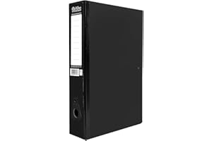 ED Pukka Foolscap A4 Glossy Box Files with Document Clip & Push Lock School Work Office 70mm Spine File Organiser (Black)