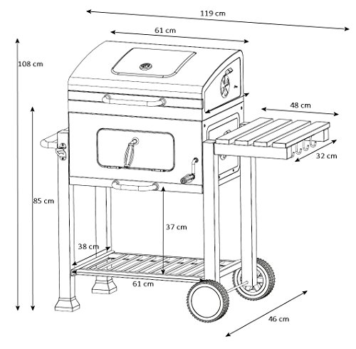 Luxus Grillwagen „Butternut“, Holzkohle Barbecue Grill, Smoker - 3