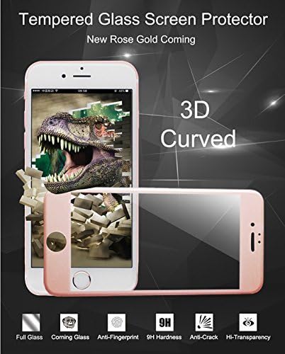 OTAO Full Cover 3D Protection Apple Iphone 6 6s Curved edge 2.5D Premium Clear 0.3ml X Lambo highest level protection 9H Pro 4.7"in Black or Rose Pink (Rose Pink for Iphone 6 6s)