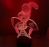 SmartEra® 3D optische T?uschung Spider Man Nacht 7 Farbwechsel USB Touch Taste Spider Man LED Licht Lampe Tischleuchte