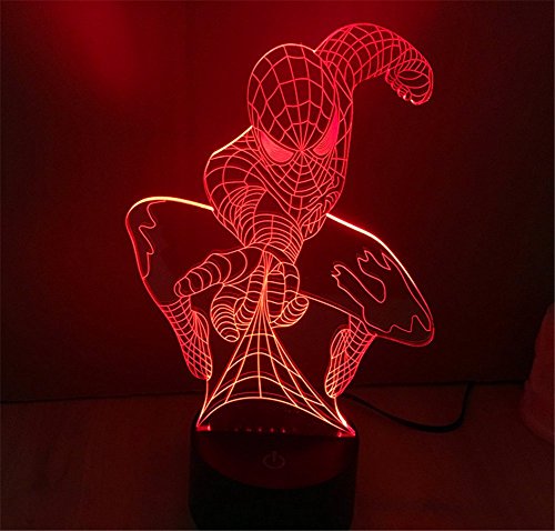 SmartEra® 3D optische T?uschung Spider Man Nacht 7 Farbwechsel USB Touch Taste Spider Man LED Licht Lampe Tischleuchte