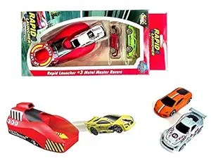 Akrobo Rapid Launcher Playset Toy with 3 Die Cast Metal Stunt Car for Kids (Multicolor)