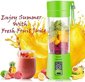 Happyscout Rechargeable Portable Travel Electric Mini USB Juicer Bottle Blender for Making Juice, Shake, Smoothies for All Fruits and Vegetables(Multicolour) (4 Blade, Green)